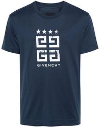 Givenchy - 4g Stars Wit Logo Bedrukt T-shirt In Blauw - Lyst