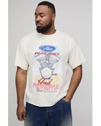 BoohooMAN - Plus Regular Fit Car Engine Graphic Washed T-Shirt - Lyst