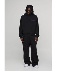 BoohooMAN - Oversized Boxy Homme Embroidered Hooded Tracksuit - Lyst
