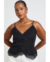 Boohoo - Plus Lace Trim Chiffon Cami Top - Lyst
