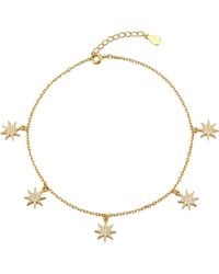 The Jewellery Stockroom - Cz Star Charm Adjustable Anklet Plate Plated - Lyst