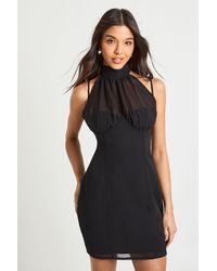 Boohoo - High Neck Ruched Cup Mini Dress - Lyst