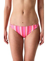 Penti - Celinda Elegant Striped Textured Mid Waist Bikini Bottom - Lyst