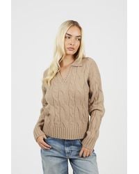 Brave Soul - Collared Cable Knit Jumper - Lyst