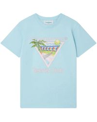 CASABLANCA - Tennis Club Icon Pale T-Shirt Cotton - Lyst