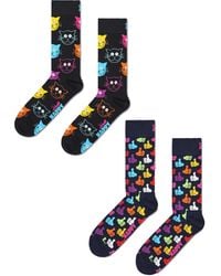 Happy Socks - 2Er-Pack Klassische Crew-Socken Mit Katzenmotiv - Lyst