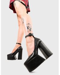LAMODA - Platform Sandals Fight Night Round Toe High Heels With Ankle Strap - Lyst