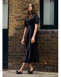 Baukjen - Cathy Satin V-Neck Midi Dress - Lyst