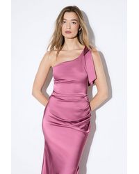 MissPap - Asymmetric Shoulder Bow Detail Bridesmaid Dress - Lyst