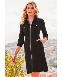 Sosandar - Zip Front Denim Dress With Pockets - Lyst
