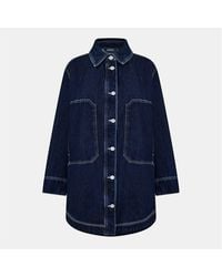 HUGO - Solid Patterned Full Button Denim Jacket With Front Pocket - Lyst