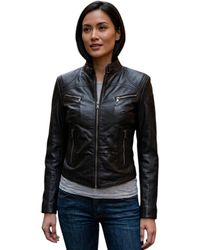 Woodland Leathers - Genuine Leather Biker Jacket - Lyst