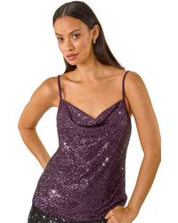 D.u.s.k - Cowl Neck Sequin Cami Top - Lyst