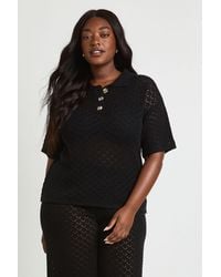 Boohoo - Plus Knitted V Neck Beach Top - Lyst