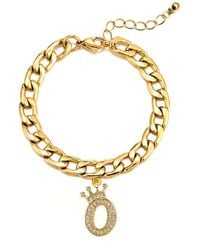 The Jewellery Stockroom - Plated Crystal Letter Charm Curb Bracelet - Lyst