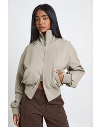 Boohoo - Ribbed Funnel Neck Bomber Jacket - Lyst