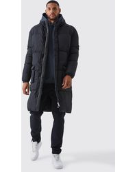 BoohooMAN - Tall 4 Pocket Longline Hooded Puffer Jacket In Black - Lyst