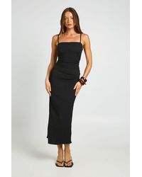 Boohoo - Textured Ruched Waist Midaxi Dress - Lyst