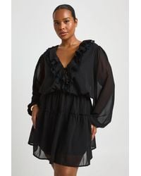 Boohoo - Plus Chiffon Ruffle Skater Dress - Lyst