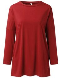 Everyday the Label - Full Size T-shirt Met Ronde Hals En Lange Mouwen En Zak - Lyst