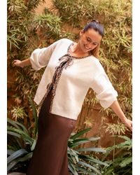 Gini London - Contrast Animal Tie Oversized Knit Cardigan - Lyst