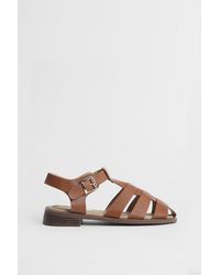 Oasis - Cassiopeia Faux Leather Closed Toe Fisherman Flat Shoes - Lyst
