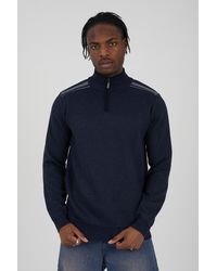 Brave Soul - Quarter Zip Funnel Neck Rib Knit Jumper With Stripe Detail - Lyst