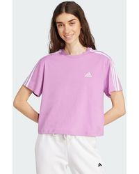 adidas - Essentials 3-Stripes Single Jersey Crop Top - Lyst