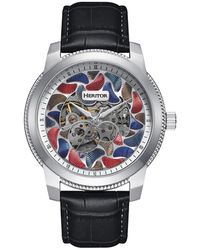 Heritor - Emmanuel Semi-Skeleton Leather-Band Watch - Lyst