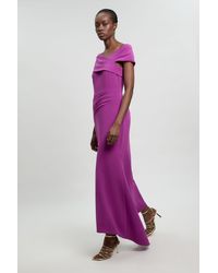 Karen Millen - Compact Stretch Viscose Bandeau Maxi Dress - Lyst