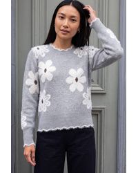 Roman - Fluffy Floral Knit Jumper - Lyst