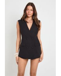 Boohoo - Tailored Skort Playsuit - Lyst