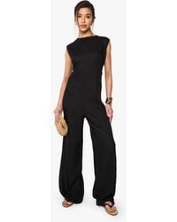 Boohoo - Linen Look Sleeveless Jumpsuit - Lyst