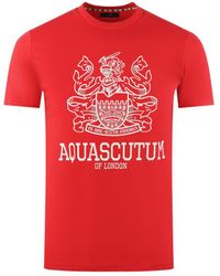 Aquascutum - Large Bold London Aldis Brand Logo Red T-shirt - Lyst