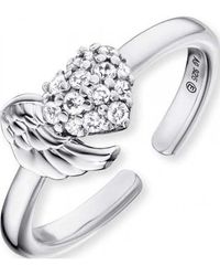 Engelsrufer - Err-Wingheart-Zi Ladies Wing And Heart Ring Sterling - Lyst