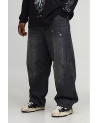 BoohooMAN - Plus Spray Washed Paint Splatter Balloon Jeans - Lyst