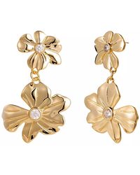The Jewellery Stockroom - Plated Oversized Floral Cubic Zirconia Dropper Earrings - Lyst