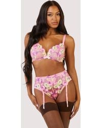 Playful Promises - Luna Pastel Embroidery Picot Elastic Suspender - Lyst