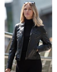 Ashwood Leather - 'Eva' Biker Style Jacket Coat - Lyst