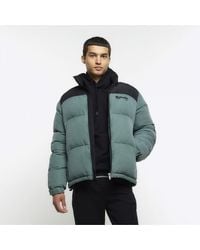River Island - Puffer Jacket Washed Regular Fit - Lyst
