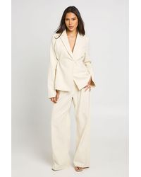 Boohoo - Premium Linen Look Straight Leg Tailored Trousers - Lyst