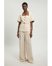 Karen Millen - Viscose Blend Wide Leg Tailored Trouser - Lyst