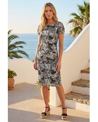 Roman - Petite Lace Print Gathered Stretch Dress - Lyst