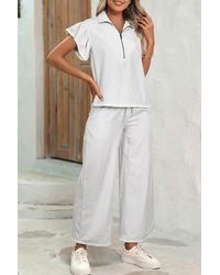 Azura Exchange - Geribbelde Pyjama Set Met Kantafwerking - Lyst