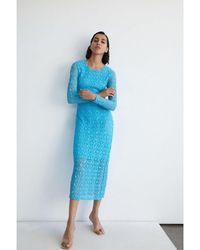 Warehouse - Petite Long Sleeve Lace Cut Out Midi Dress Polyamide - Lyst