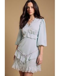 Oasis - Chiffon Mix Mini Dress With Tie Back - Lyst