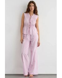 Hiccup - Striped Sleeveless Button-Through Peplum Blouse - Lyst