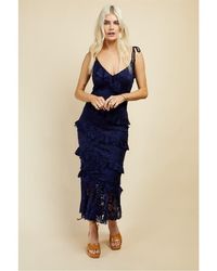 Little Mistress - Maxi V-Neck Sleeveless Tiered Dress - Lyst