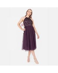 Maya Deluxe - V-Neck Short Sleeve Midi Dress - Lyst