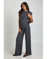 Boohoo - Maternity Textured Top & Elasticated Waist Wide Leg Trouser Co Ord - Lyst